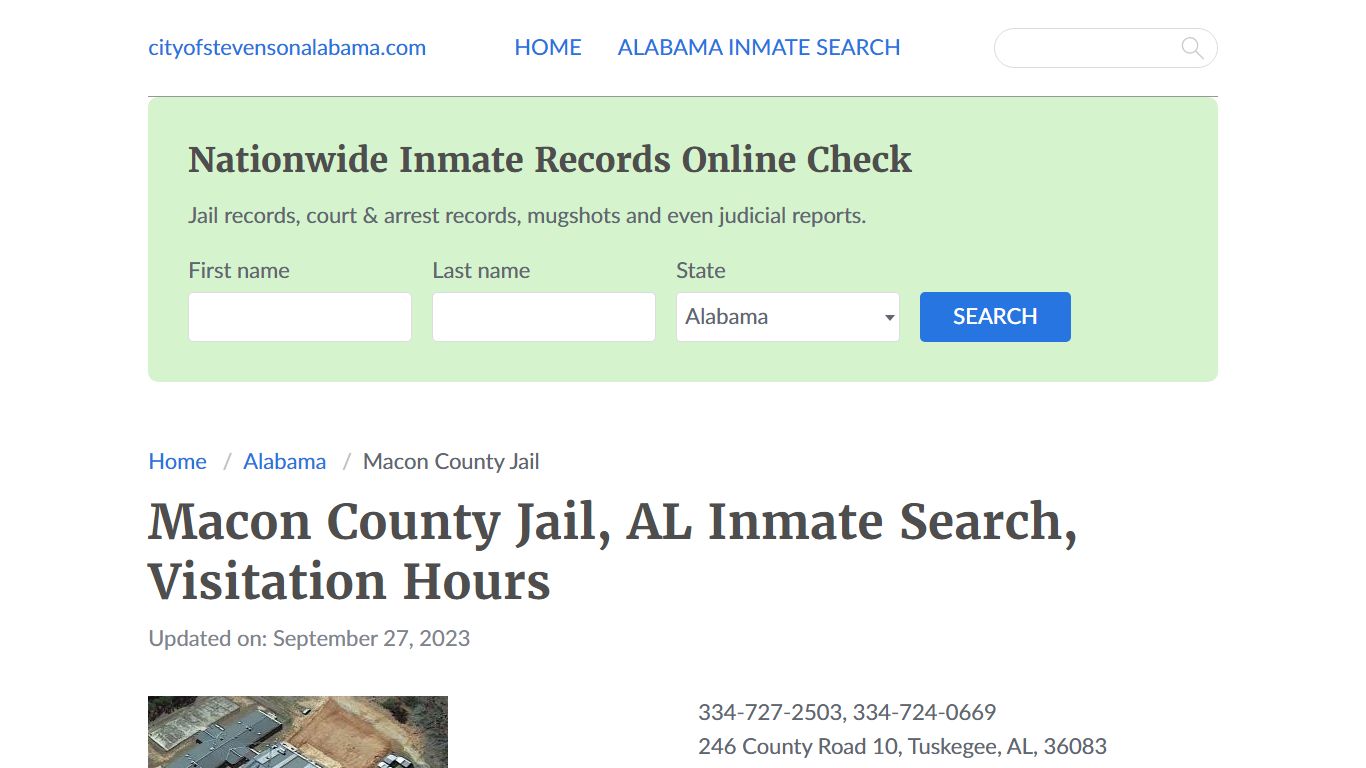 Macon County Jail, AL Inmate Search, Visitation Hours - Stevenson, Alabama