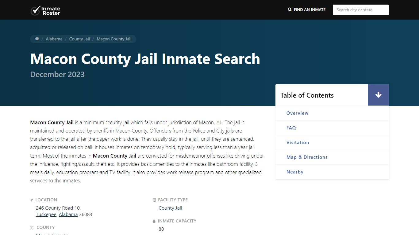 Inmate Search | Macon County Jail - Tuskegee, AL - InmateRoster